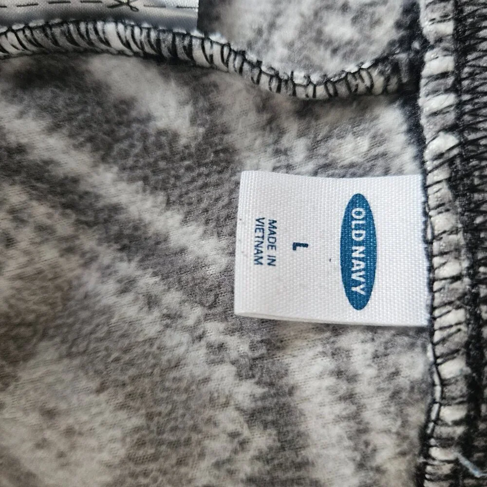 Old Navy Black & Gray Geometric Micro Performance Fleece Large Pajama Pants